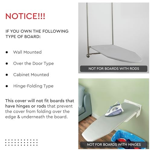 Encasa XO Ironing Board Cover and Pad - Thick 4mm Felt, Heat & Scorch-Resistant, Fits Standard Large Boards 54"x15", Elastic Bungee Cord Tightening, Easy Fit, Stain-Safe Dye, Green Roses - Image 4
