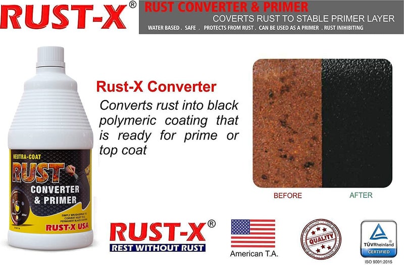 RUST-X Neutracoat Rust Converter Eco-Friendly Primer All-In-One |Ultimate One-Step Solution To Convert Rusted Metal Surfaces And Prevent Further Rusting 1 Ltr - Black - Image 2