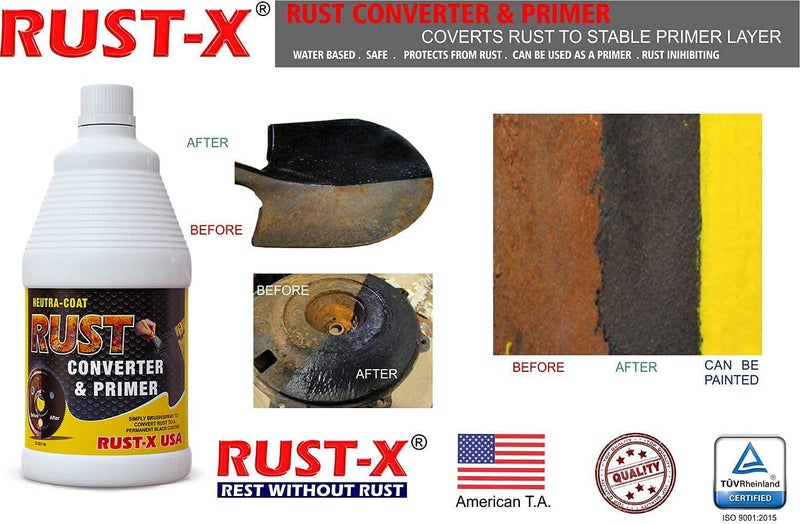 RUST-X Neutracoat Rust Converter Eco-Friendly Primer All-In-One |Ultimate One-Step Solution To Convert Rusted Metal Surfaces And Prevent Further Rusting 1 Ltr - Black - Image 4