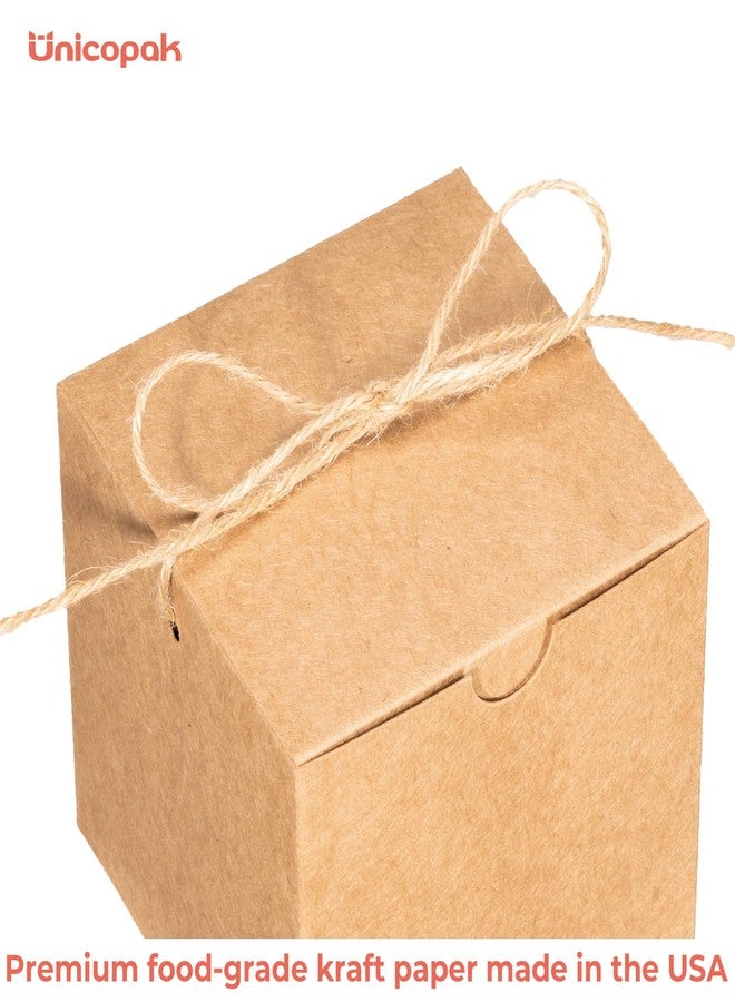 UnicoPak 10 Pack 4x4x4 Small Brown Gift Boxes with Lids & Twine - Premium USA Kraft Cardboard - Pop-Up Easy Assembly Gift Boxes for Presents, Candles, Mugs, Ornaments, Favors - Image 3
