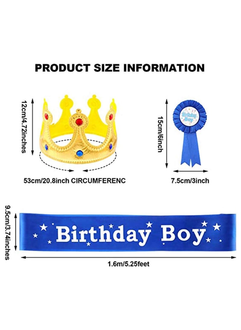 Bukela Birthday King Crown, Birthday Boy Sash and Button Pins Birthday Boy Party Accessory Set for Boys Birthday Dress-Up Birthday Party Decoration  - Image 3