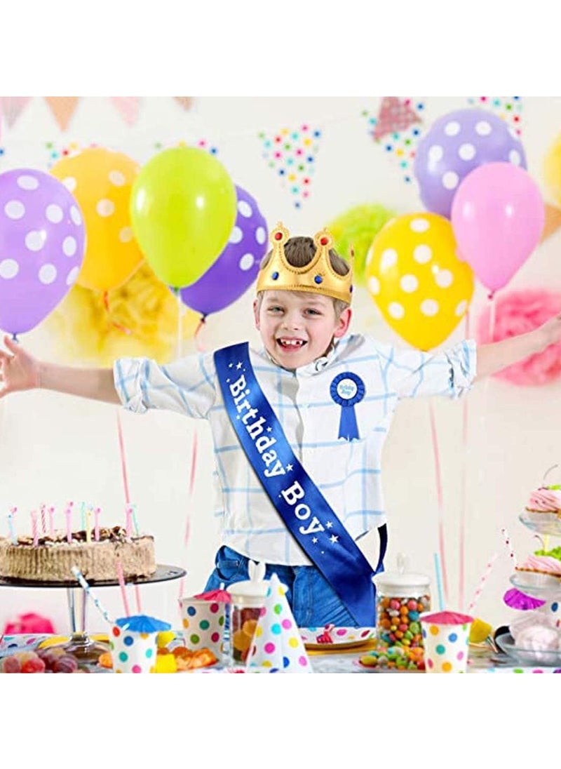 Bukela Birthday King Crown, Birthday Boy Sash and Button Pins Birthday Boy Party Accessory Set for Boys Birthday Dress-Up Birthday Party Decoration  - Image 2