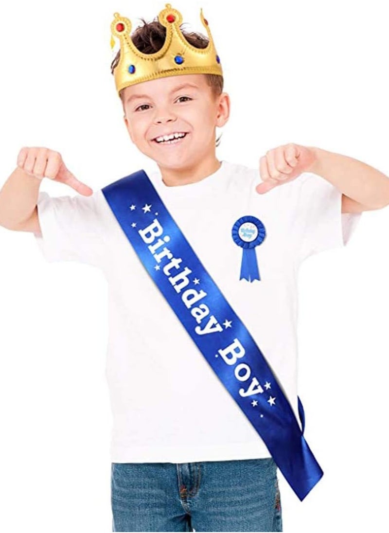 Bukela Birthday King Crown, Birthday Boy Sash and Button Pins Birthday Boy Party Accessory Set for Boys Birthday Dress-Up Birthday Party Decoration  - Image 4