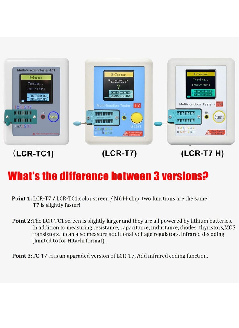 Generic Transistor Meter, LCR-TC1 Multi-Function Capacitance Resistance ESR Tester, 1.8" Full Color Display Transistor Meter Tester,  for Diode Triode Capacitor Resistor Transistor LCR ESR NPN PNP MOSFET  - Image 5