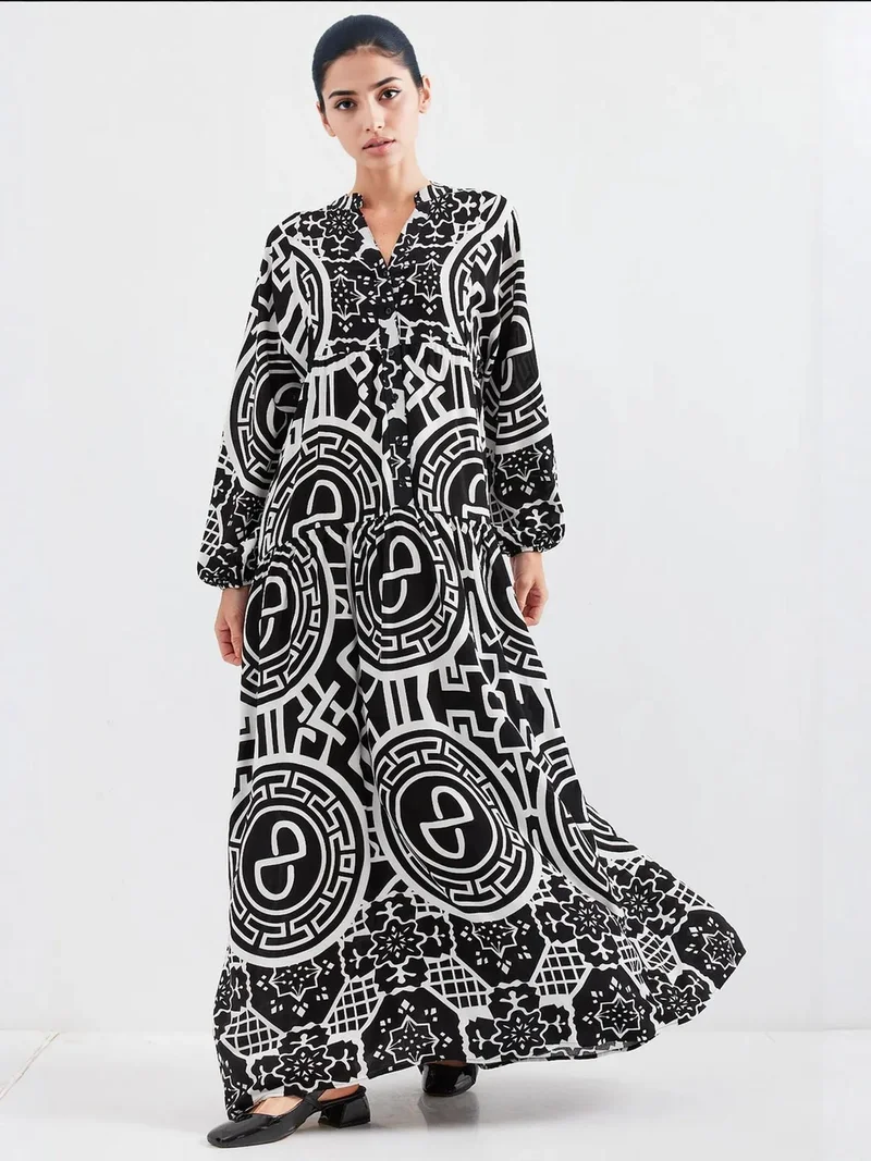 BIG DART BDART Patterned V-Neck Maxi Dress