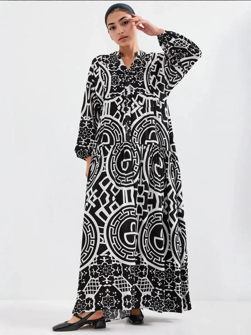 BIG DART BDART Patterned V-Neck Maxi Dress