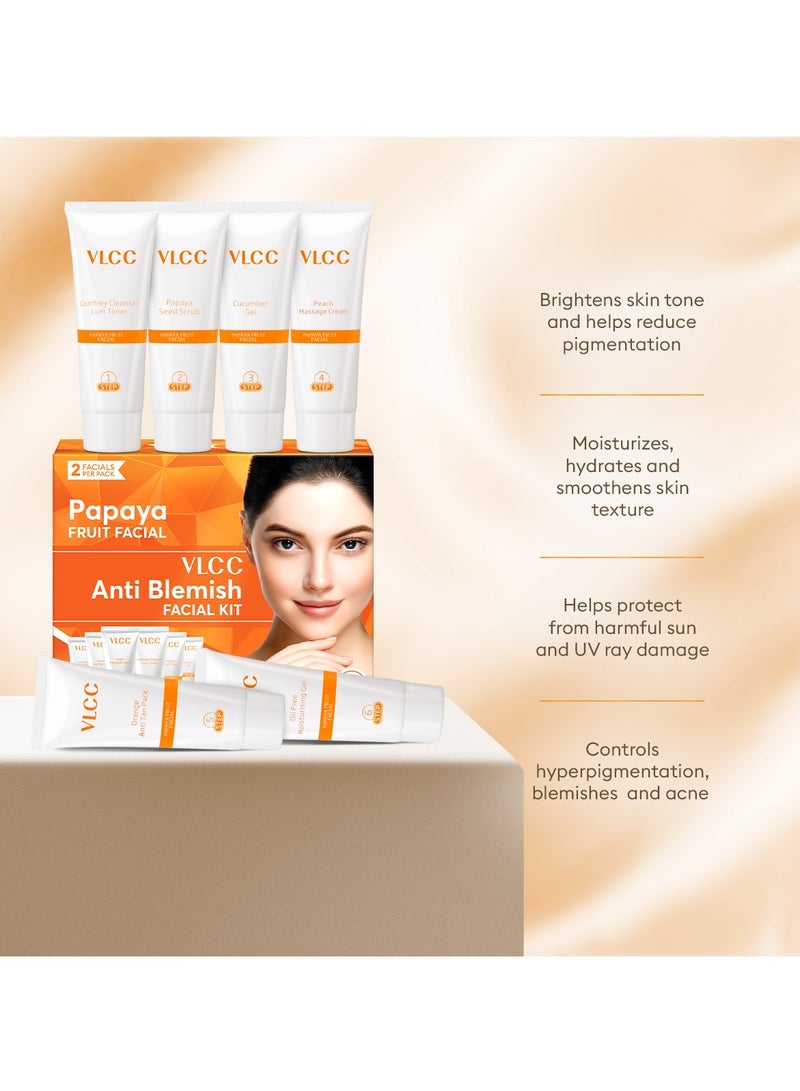 VLCC Papaya Fruit Facial Kit - 60g | Glowing, Blemish Free Skin | With Papaya, Cucumber, Peach, and Orange Peel Extracts | Glowing at Home Facial Kit. - Image 4