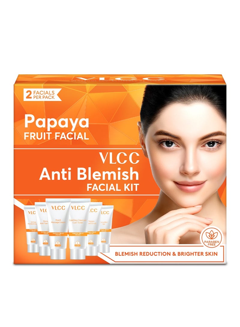 VLCC Papaya Fruit Facial Kit - 60g | Glowing, Blemish Free Skin | With Papaya, Cucumber, Peach, and Orange Peel Extracts | Glowing at Home Facial Kit. - Image 1