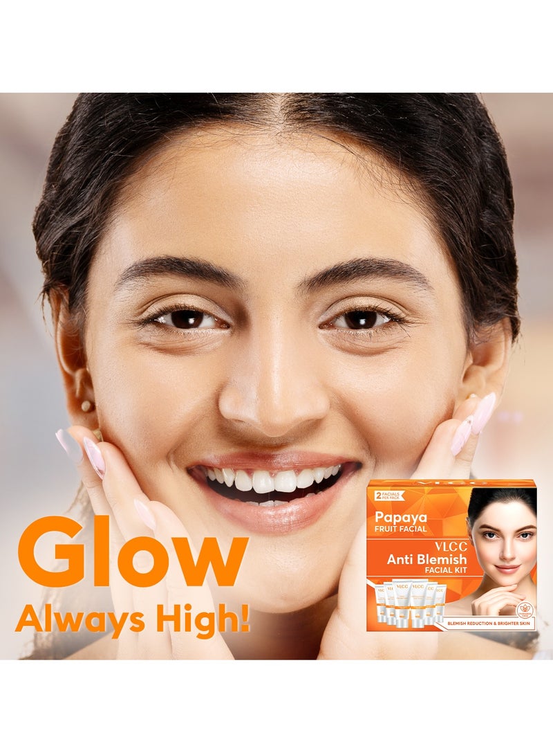 VLCC Papaya Fruit Facial Kit - 60g | Glowing, Blemish Free Skin | With Papaya, Cucumber, Peach, and Orange Peel Extracts | Glowing at Home Facial Kit. - Image 2