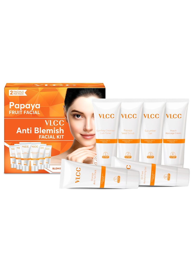 VLCC Papaya Fruit Facial Kit - 60g | Glowing, Blemish Free Skin | With Papaya, Cucumber, Peach, and Orange Peel Extracts | Glowing at Home Facial Kit. - Image 3