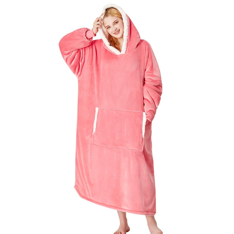 yescool Wearable Blanket Hoodie  Gifts for Women Her Girlfriend Birthday Christmas Gifts For Mom Oversized Flannel Sherpa Blanket Sweatshirt One Size Fits All Pink