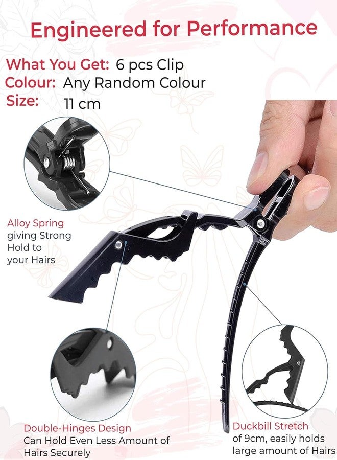 Onward 6-pcs Crocodile Section Clips for Hair Styling, Cutting & Colouring for Women & Men | Professional Duckbill Partition Clip for Salon & Home Use | Strong Grip, Non-Slip - Image 3