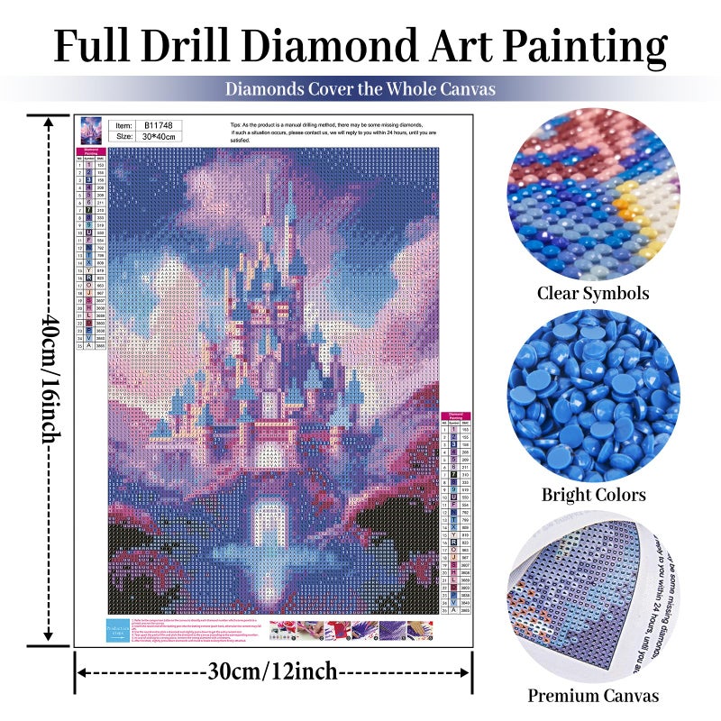 Fountor Diamond Art Kits for Adults Beginners, DIY Castle Diamond Painting Kits Cartoon for Adults, Cartoon Castle Gem Art Kits for Gift Home Wall Decor 12x16 inch - Image 2