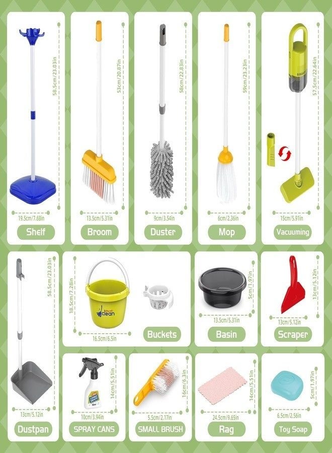 xppier Kids Cleaning Toys Set,22PCS Toddler Cleaning Toys with Broom and Dustpan Mop Set, 2in1 Vacuum That Really Works,Toddler Vacuum Cleaner, Pretend Play Cleaning Supplies for Boys Girls Age 3-8 (Blue) - Image 3