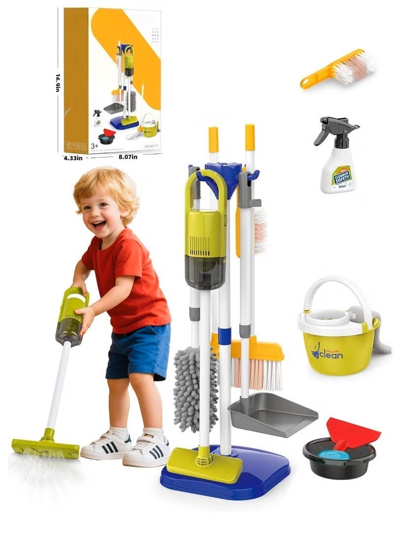 xppier Kids Cleaning Toys Set,22PCS Toddler Cleaning Toys with Broom and Dustpan Mop Set, 2in1 Vacuum That Really Works,Toddler Vacuum Cleaner, Pretend Play Cleaning Supplies for Boys Girls Age 3-8 (Blue) - Image 1
