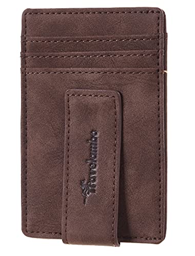 Travelambo Money Clip for Men Magnetic Front Pocket Wallet Slim Wallet Minimalist Card Holder RFID Blocking (Coffee) - Image 1