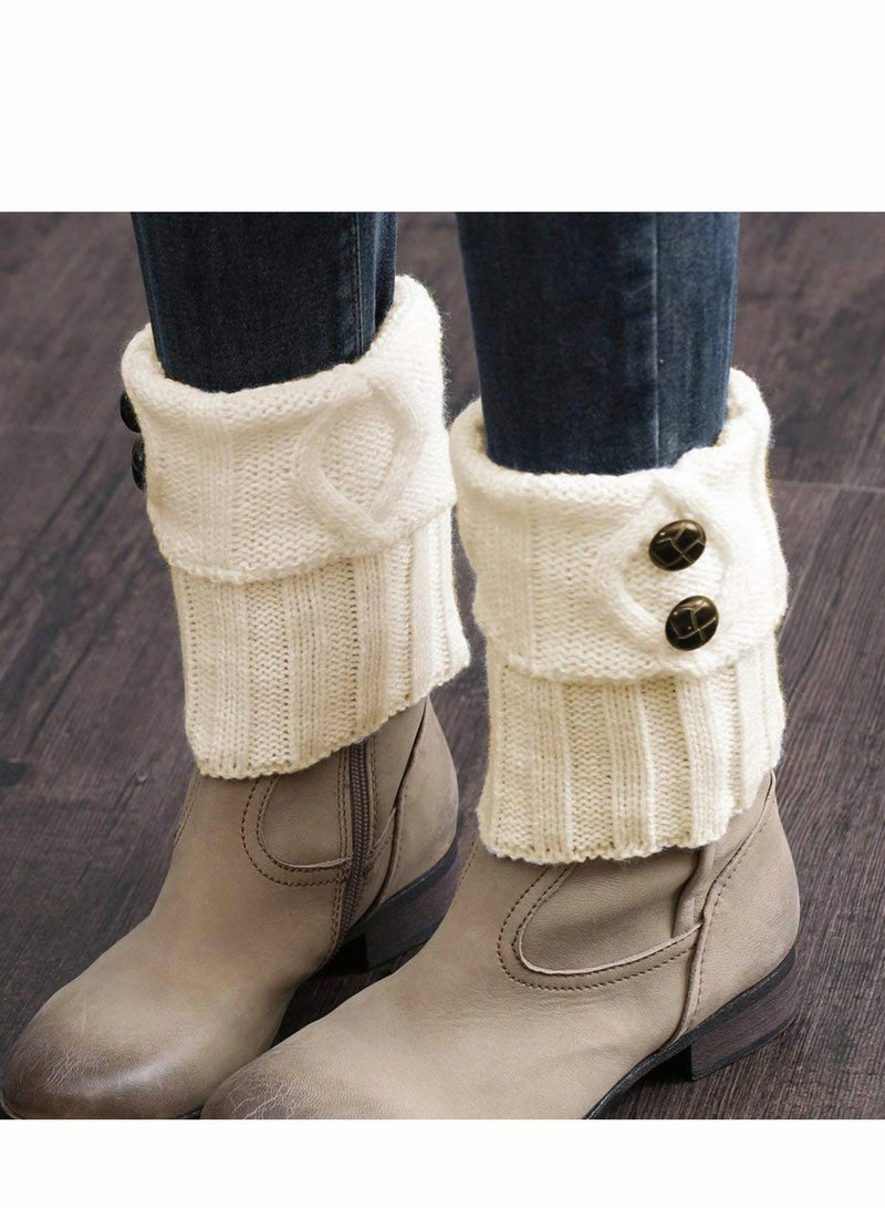 Excefore 6 Pairs Womens Boot Socks Winter Warm Crochet Knitted Cuffs Topper Short Leg Warmers Gifts - Image 5