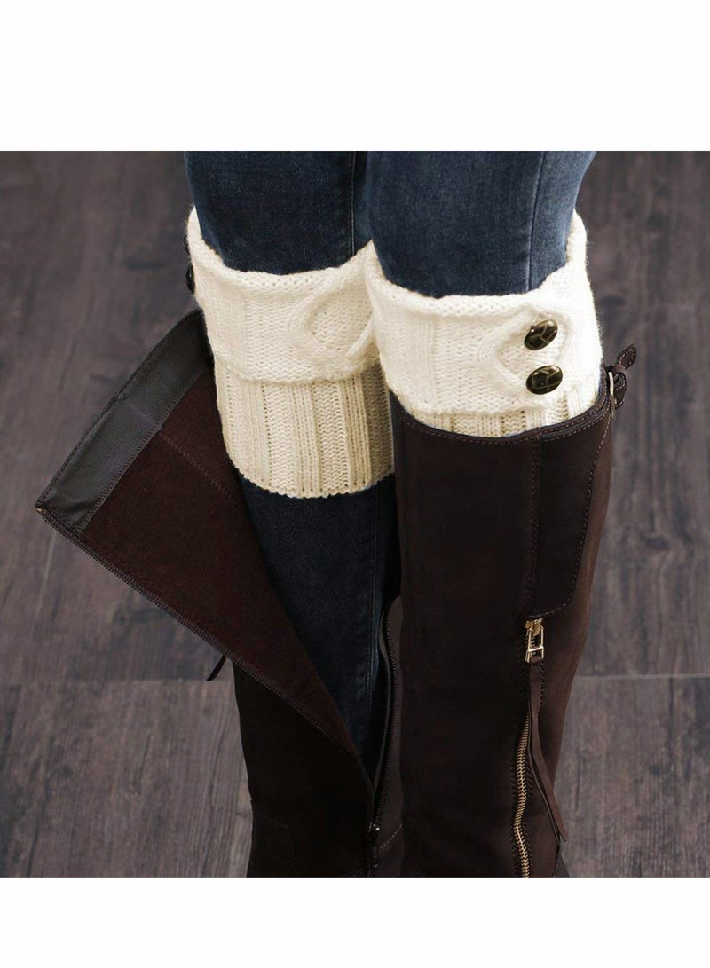 Excefore 6 Pairs Womens Boot Socks Winter Warm Crochet Knitted Cuffs Topper Short Leg Warmers Gifts - Image 3