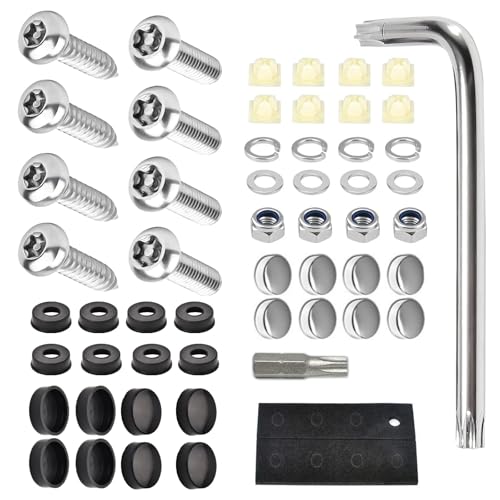 Zikefest License Plate Screws Anti Theft License Plate Screws for Front Rear Car Tag Mount Stainless Steel Rustproof Security Bolts Kits Suitable for Most Cars - Image 1