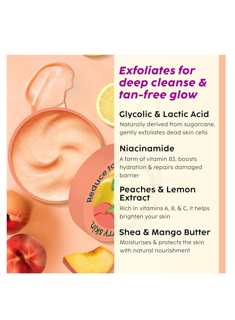 PLIX THE PLANT FIX Peaches & Lemon Detan Bump Eraser Scrub (200g) & Detan Body Lotion SPF 15 (200ml) Removes Tan & Restores Skin’s Moisture, Reduces Dark Spots, Uneven Skin Tone - Image 3