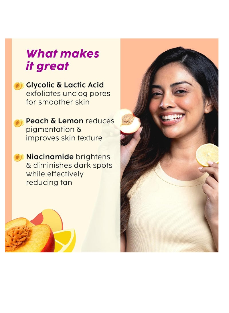 PLIX THE PLANT FIX Peaches & Lemon Detan Bump Eraser Scrub (200g) & Detan Body Lotion SPF 15 (200ml) Removes Tan & Restores Skin’s Moisture, Reduces Dark Spots, Uneven Skin Tone - Image 5