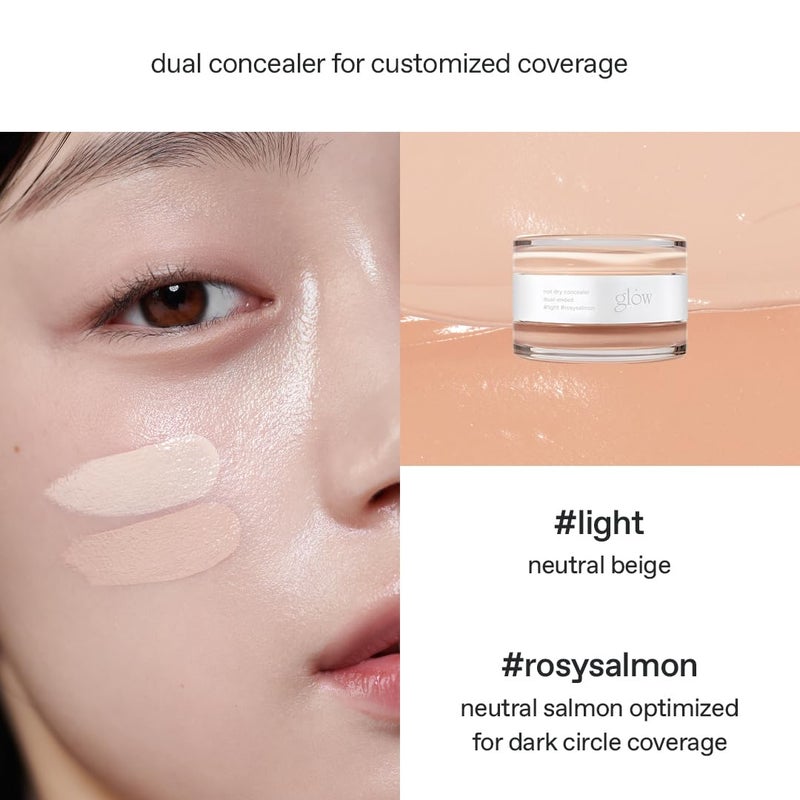 glow not dry concealer #light #rosysalmon, covers under-eye circles & blemishes, full-coverage, dual-color&use, melt-in texture, 0.4 oz - Image 5