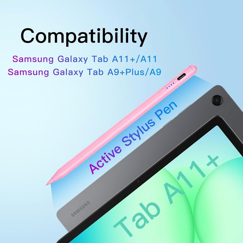 thexxa قلم تاب A11+ ستايلوس لجهاز سامسونج جالاكسي تاب A11/A9/A9+Plus للجهاز اللوحي أندرويد، شحن سريع، قلم S دقيق للشاشات التي تعمل باللمس (وردي) - Image 2