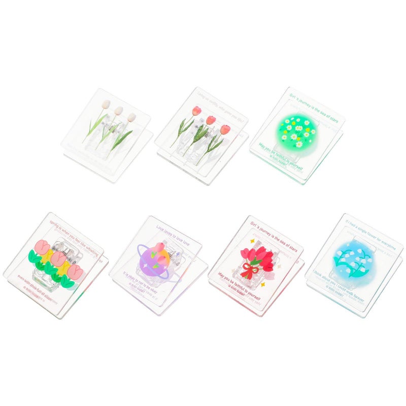 Colorful Transparent Tulip Acrylic Document Clamps 7Pcs Set For Office Home Use - Image 2