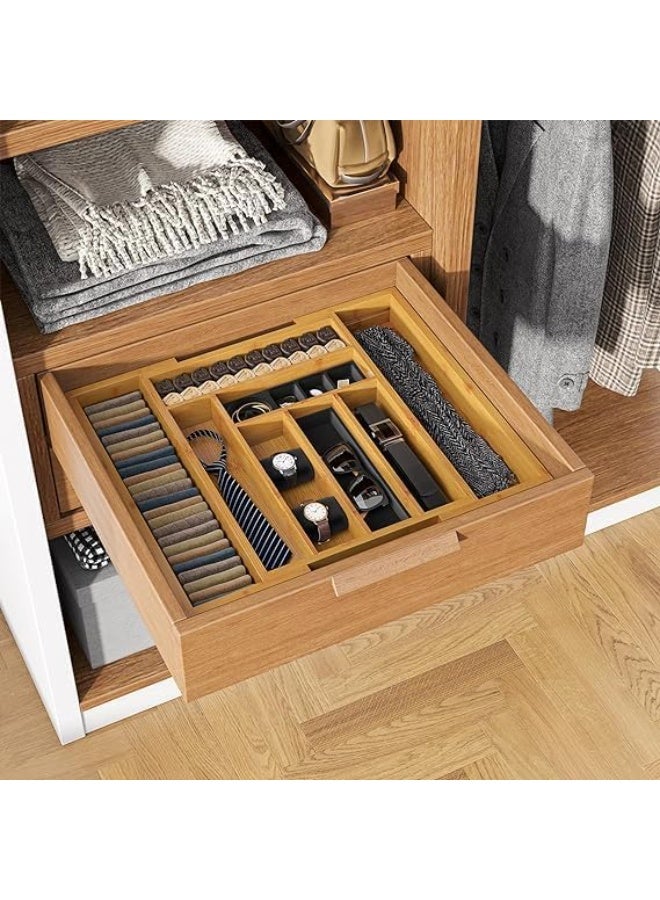 منظم أدراج مطبخ خشب بامبو – علبة تقسيم أدوات مائدة وأدوات مطبخ - Image 3