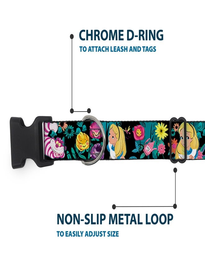 Buckle Down Buckle-Down Plastic Clip Collar - Alice/Cheshire Cat/Flowers Poses Black/Multi Color - 1" Wide - Fits 15-26" Neck - Large - Image 5