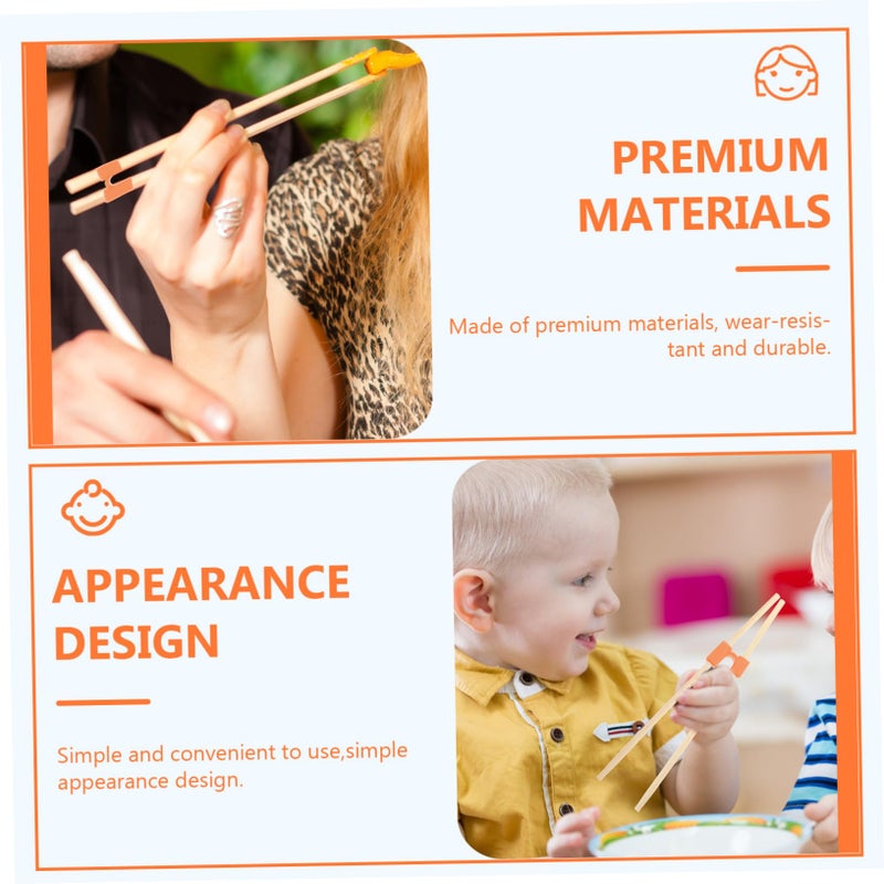 Orange Reusable Chopsticks Set 5 Pieces with Training Holder for Kids Boys and Girls - Image 4