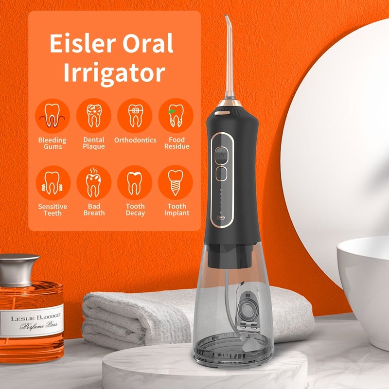 Black Cordless Oral Irrigator 5 Nozzle Water Dental Flosser For Tooth Cleaning Plaque Removal Travel Family - Image 3