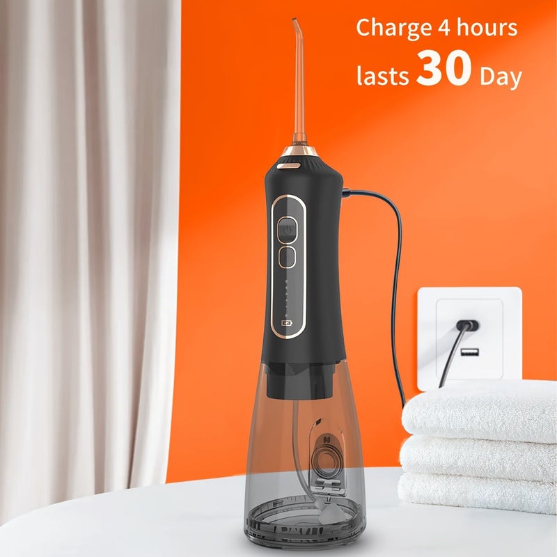 Black Cordless Oral Irrigator 5 Nozzle Water Dental Flosser For Tooth Cleaning Plaque Removal Travel Family - Image 2