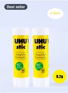 UHU Solid Glue Stick 8.2g, 2 Packs, Safe and Environmentally Friendly Water-Soluble Formula, Suitable for Office Strong Adhesive, Transparent Color  - Image 1