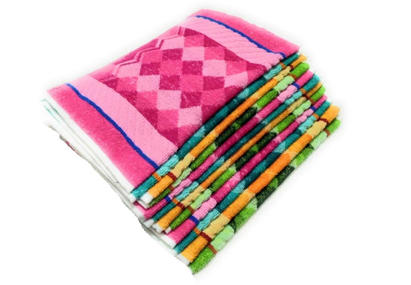 Cotton Colors Cotton Colors Floral Design Hand Towels (Medium, Multicolor, Pack of 12)_D42  - Image 1