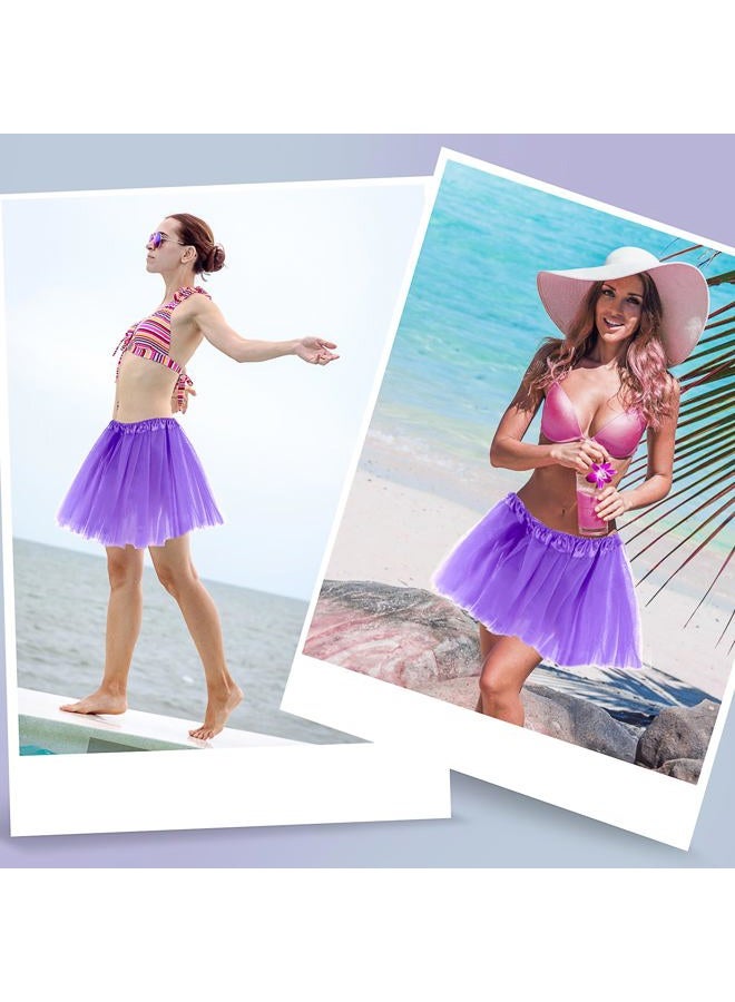 Yolev 1 Pack Adult Tulle Tutu Skirt 1950s Vintage Tulle Bubble Tutu Skirt Prom Party Skirt Elastic 3 Layer for Women (Light Purple), Light Purple, One size - Image 5