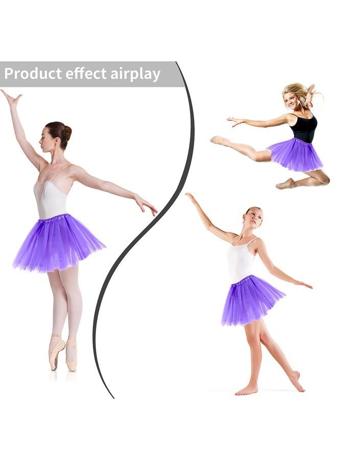 Yolev 1 Pack Adult Tulle Tutu Skirt 1950s Vintage Tulle Bubble Tutu Skirt Prom Party Skirt Elastic 3 Layer for Women (Light Purple), Light Purple, One size - Image 4