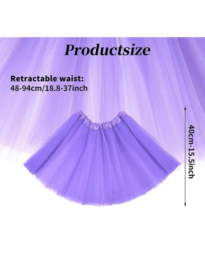 Yolev 1 Pack Adult Tulle Tutu Skirt 1950s Vintage Tulle Bubble Tutu Skirt Prom Party Skirt Elastic 3 Layer for Women (Light Purple), Light Purple, One size - Image 2