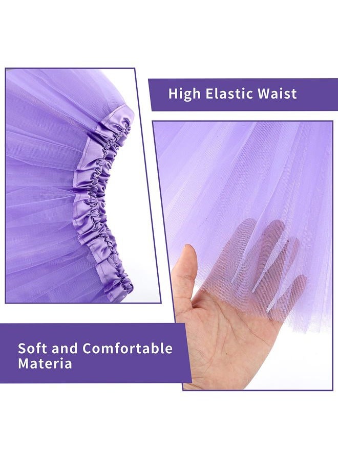 Yolev 1 Pack Adult Tulle Tutu Skirt 1950s Vintage Tulle Bubble Tutu Skirt Prom Party Skirt Elastic 3 Layer for Women (Light Purple), Light Purple, One size - Image 3