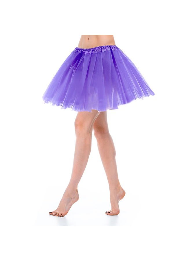 Yolev 1 Pack Adult Tulle Tutu Skirt 1950s Vintage Tulle Bubble Tutu Skirt Prom Party Skirt Elastic 3 Layer for Women (Light Purple), Light Purple, One size - Image 1