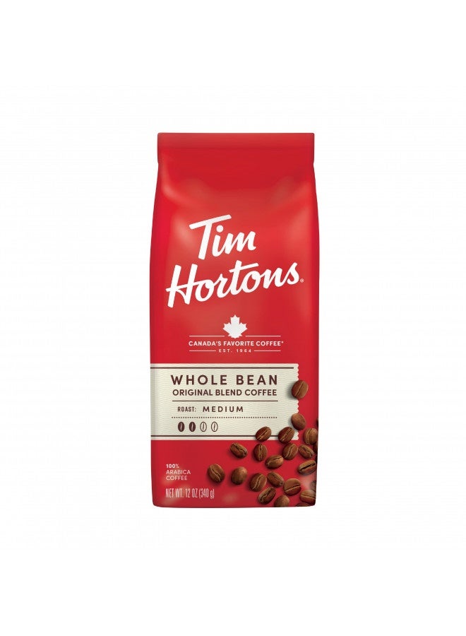 Tim Hortons Tim Hortons Whole Bean Original, Medium Roast Coffee, Made With 100% Arabica Beans, 12 Ounce Bag  - Image 1