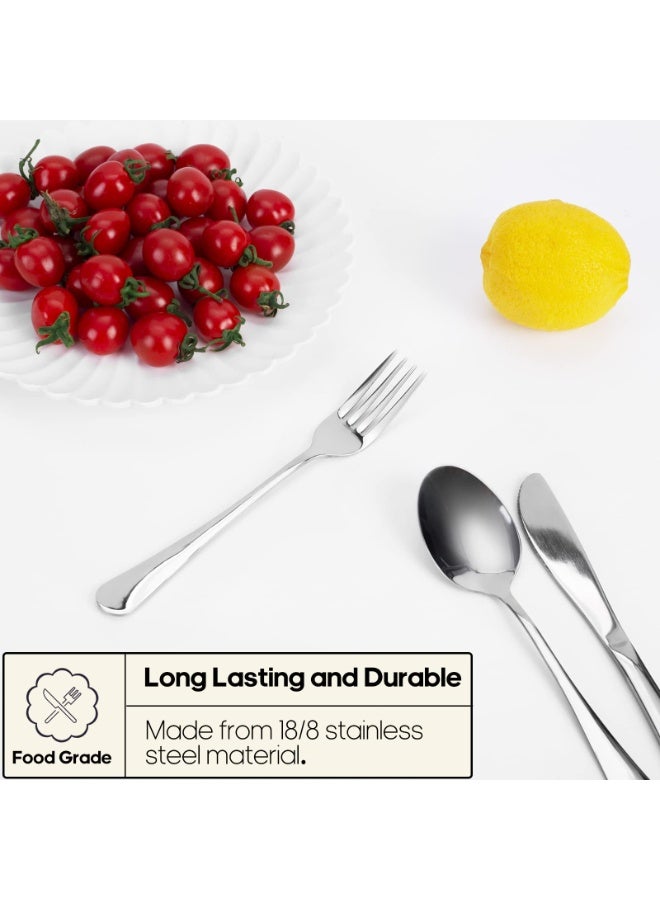 Flushrenic Stainless Steel Cutlery Set, 5-Piece Travel Set with Storage Case, Portable Cutlery Set, Reusable Stainless Steel Travel Cutlery Set, Suitable for Picnics, Camping and Outdoor Use (Silver) - Image 3