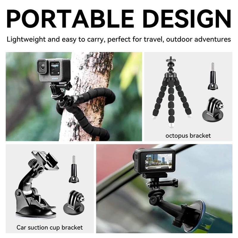 MEKICOWL 50 in 1 Action Camera Accessory Kit Compatible with Gopro Hero 12 11 10 9, DJI OSMO 4 3 2, Insta360 X3 X2 GO 3, SJCAM, DBPOWER, Campark, Sony Sports DV - Image 4