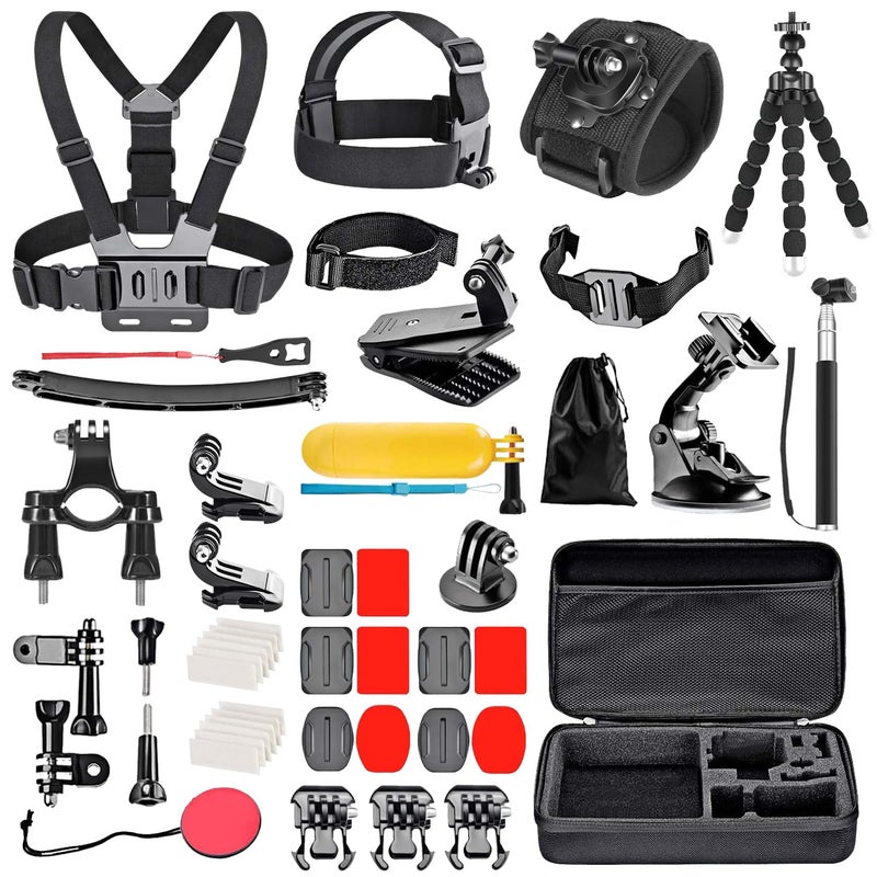 MEKICOWL 50 in 1 Action Camera Accessory Kit Compatible with Gopro Hero 12 11 10 9, DJI OSMO 4 3 2, Insta360 X3 X2 GO 3, SJCAM, DBPOWER, Campark, Sony Sports DV - Image 1