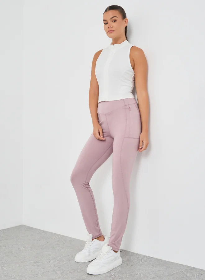 Styli Styli Broad Waistband Zipper Pocket Leggings