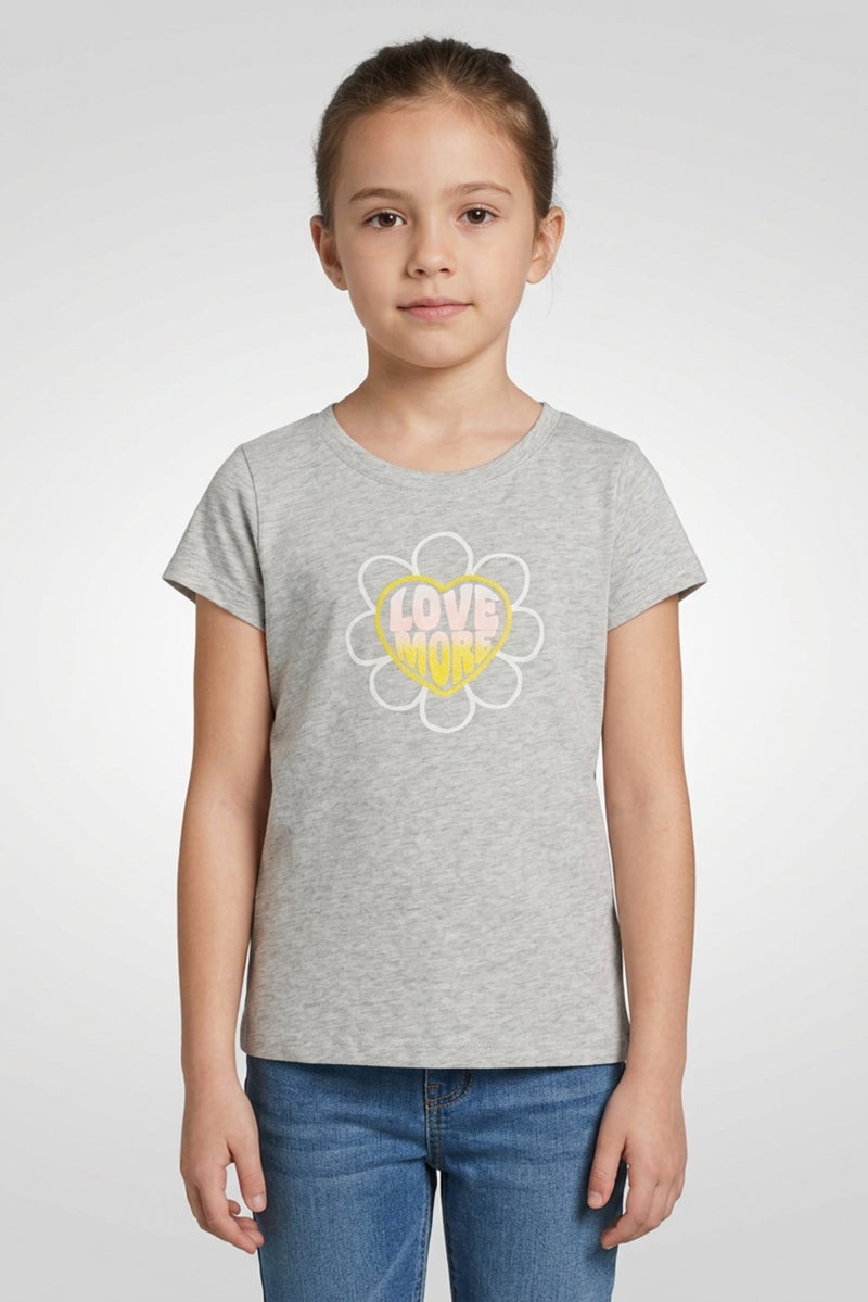Epic Threads Kids Girl Printed Tee, Heather Grey - Image 1