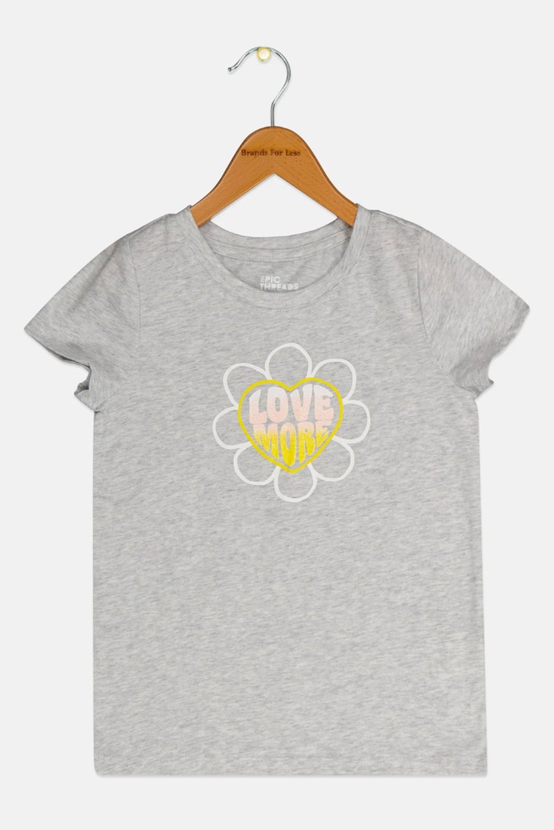 Epic Threads Kids Girl Printed Tee, Heather Grey - Image 2