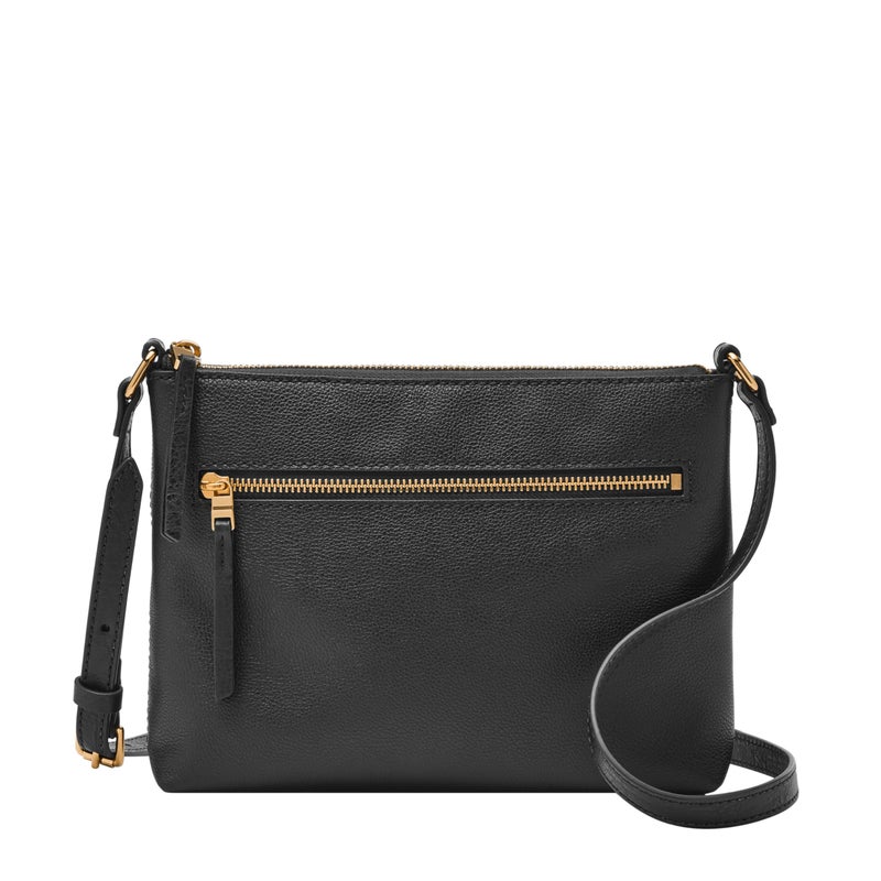 Fossil Women's Fiona Leather Large Crossbody Purse Handbag, Black (Model: ZB7267001) - Image 1