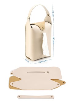 Lemon Leather Tissue Box Cover,  Multi-use, for Car Back Seat Headrest Hanging, Home Hook, Baby Stroller Napkin Boxes (Beige)  - Image 3