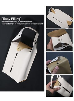 Lemon Leather Tissue Box Cover,  Multi-use, for Car Back Seat Headrest Hanging, Home Hook, Baby Stroller Napkin Boxes (Beige)  - Image 2